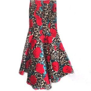 Cheetah Rose Print Flute Skirt- Size 11-12